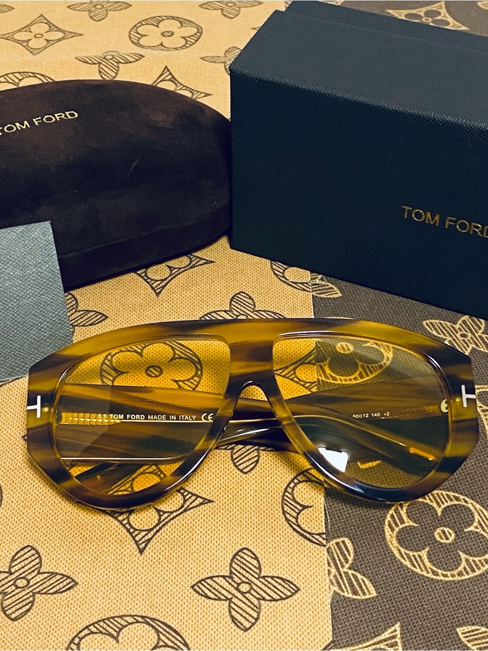 Tom Ford Amber Tortoiseshell Aviator Sunglasses